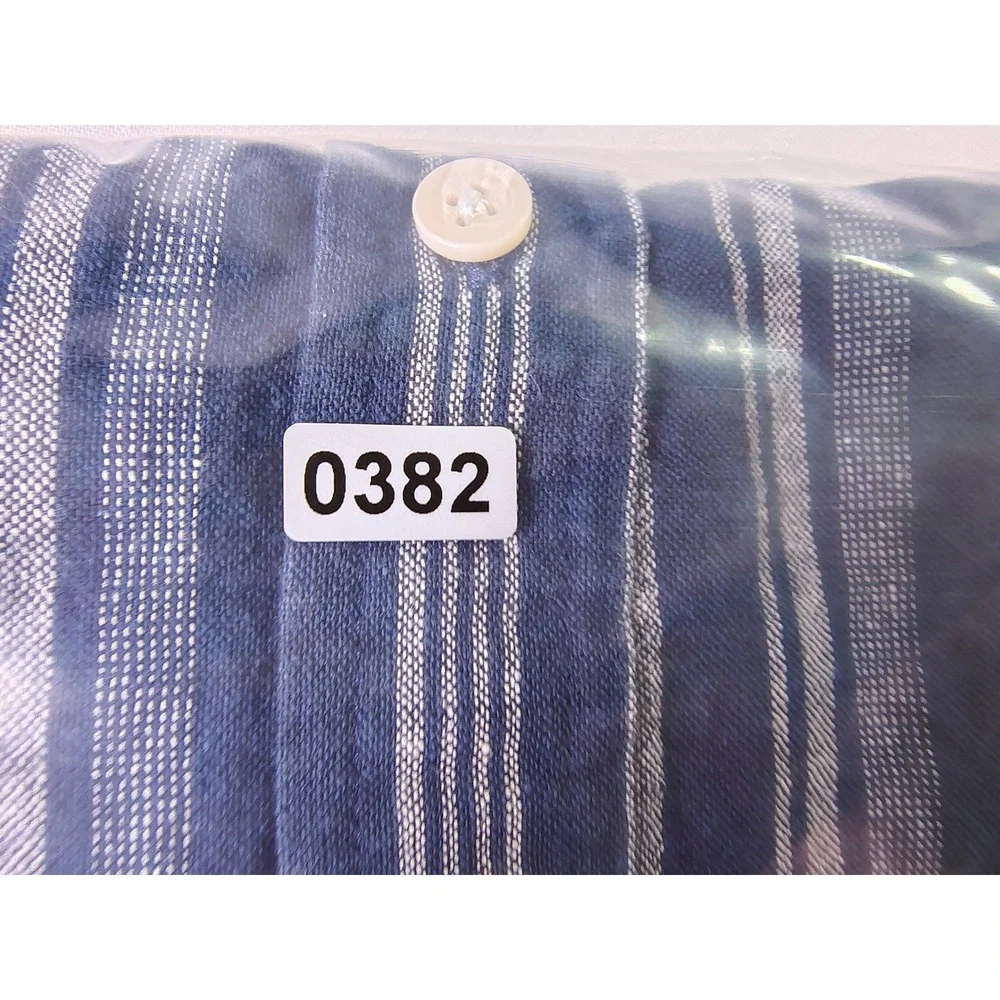 Banana Republic Mens XL Slim Fit Coastal Linen Blue Stripe Resort Summer Shirt